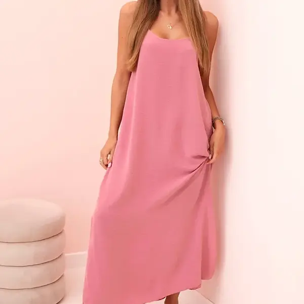 Kesi Włoski Dlouhé šaty bez ramínek tmavě růžová