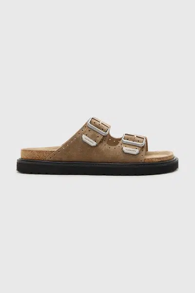 Semišové pantofle AllSaints Randal Sandal pánské, hnědá barva, M002FC
