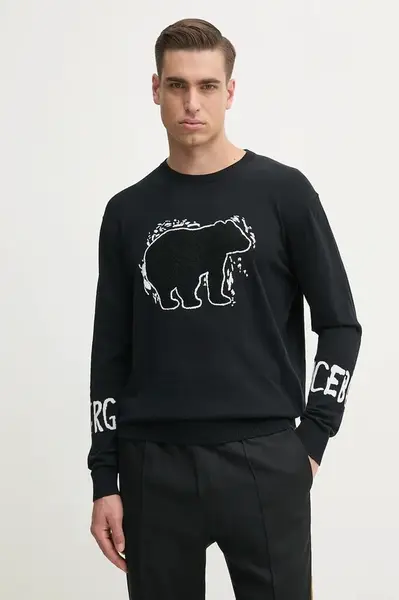 Bavlněný svetr Iceberg pánský, černá barva, lehký, A008 9502