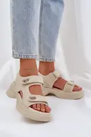 PS1 Textilní Lehká Sandály Na Platformě Světle Béžové Deniffia