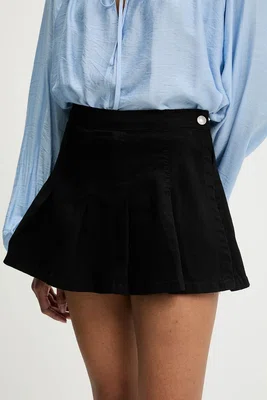 Džínová kalhotová sukně Answear.LAB dámská, černá barva, hladká, high waist
