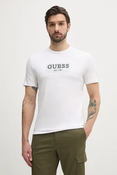 Tričko Guess bílá barva, s aplikací, M5GI19 J1314