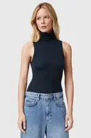 Top AllSaints BEC ROLL tmavomodrá barva, s golfem, W004JC