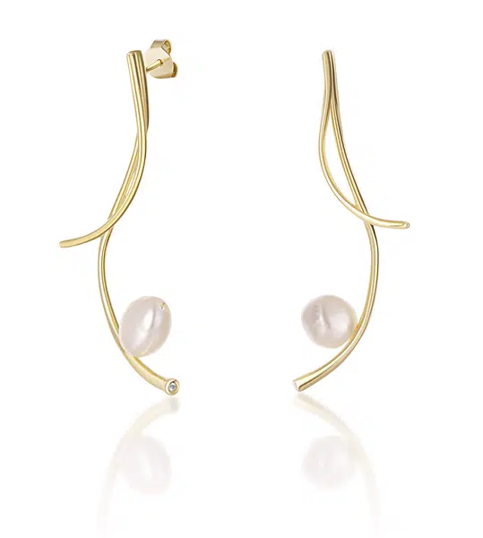 JwL Luxury Pearls Dlouhé pozlacené náušnice s pravými barokními perlami JL0682
