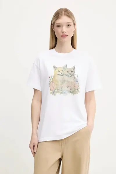 Bavlněné tričko Vans dámské, bílá barva, VN000MD2WHT1