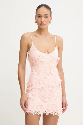 Šaty Bardot růžová barva, mini, 59826DB