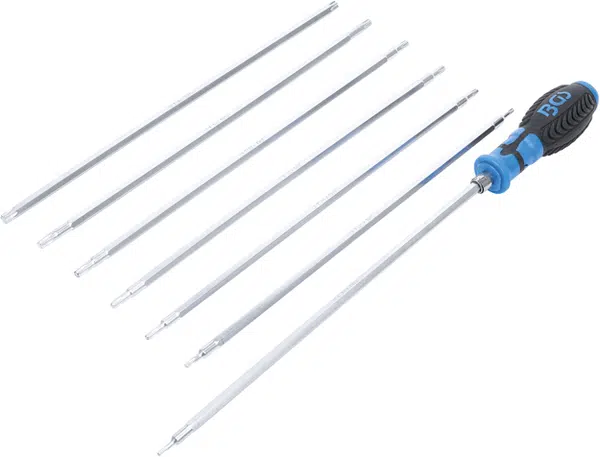 BGS technic Šroubováky TORX a TORX s otvorem T10-T40, prodloužené, výměnné dříky, 8 dílů - BGS 2326