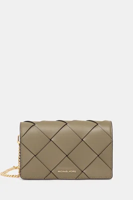 Kožená kabelka MICHAEL Michael Kors zelená barva, 32S5GJ6C8L