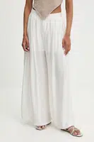 Kalhoty Answear.LAB dámské, bílá barva, široké, high waist