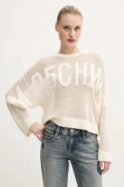 Svetr Moschino Jeans dámský, béžová barva, lehký, 0903 3701
