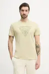 Bavlněné tričko Guess béžová barva, s aplikací, M5GI16 K8FQ4