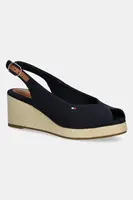 Sandály Tommy Hilfiger FLAG MID WEDGE ESPAD SLINGBACK tmavomodrá barva, FW0FW08595
