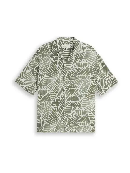 TOM TAILOR DENIM Košeľa  olivová / biela