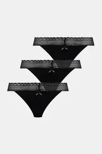 HUGO tanga dámské bavlněné s elastanem TRIPLET LACE STRING 3-pack