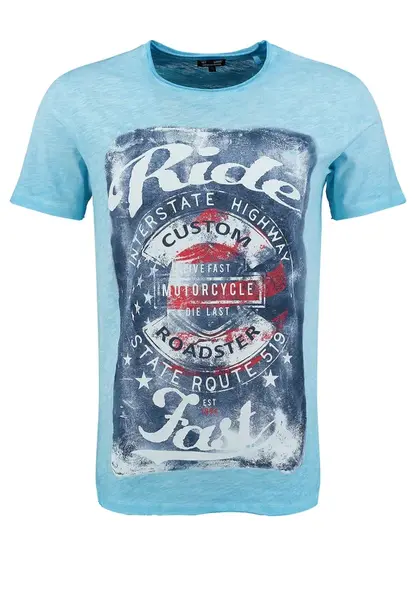 Key Largo Tričko 'Fast'  nebesky modrá / modrá denim / červená