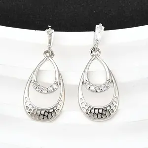 Rack Plating Brass Micro Pave Clear Cubic Zirconia Dangle Stud Earrings