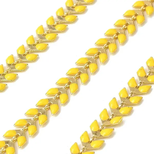 Brass Enamel Leaf Link Chains