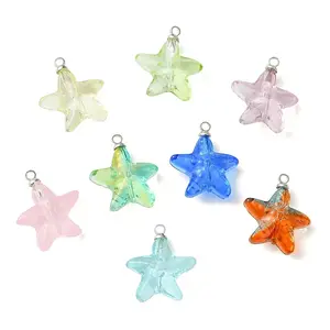 Gradient Color Baking Paint Transparent Glass Pendants