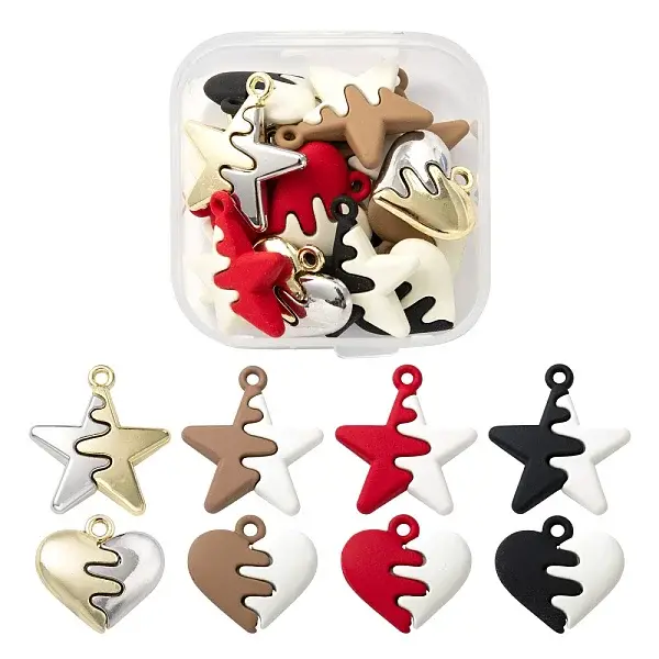 16Pcs 8 Style Spray Painted Alloy Pendants