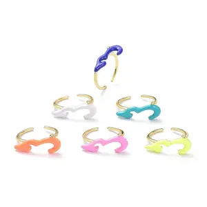 Brass Enamel Cuff Rings