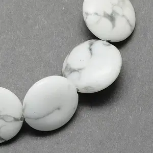 Flat Round Gemstone Natural Howlite Stone Beads Strands