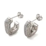 Brass Micro Pave Clear Cubic Zirconia Stud Earrings for Women