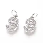 Brass Micro Pave Clear Cubic Zirconia Charms
