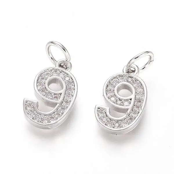 Brass Micro Pave Clear Cubic Zirconia Charms