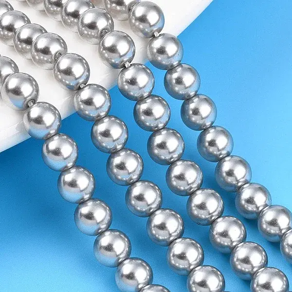 Baking Paint Pearlized Glass Pearl Bead Strands