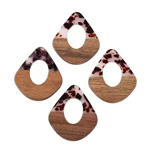 Transparent Resin and Walnut Wood Pendants