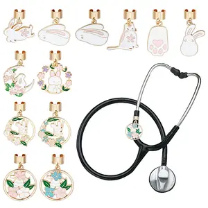 12Pcs Alloy Enamel Stethoscope Pendant Decorations