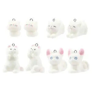 4Pcs 4 Styles Flocky Resin Pendants