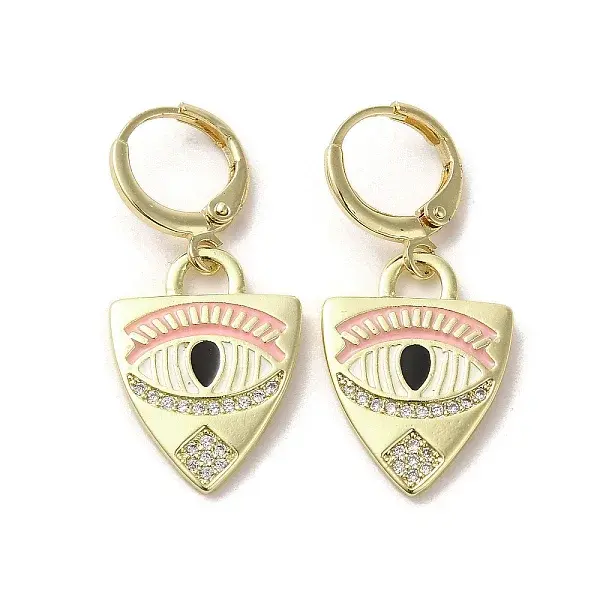 Horse Eye Golden Brass Dangle Leverback Earrings