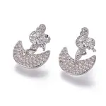 Brass Micro Pave Cubic Zirconia Dangle Stud Earrings