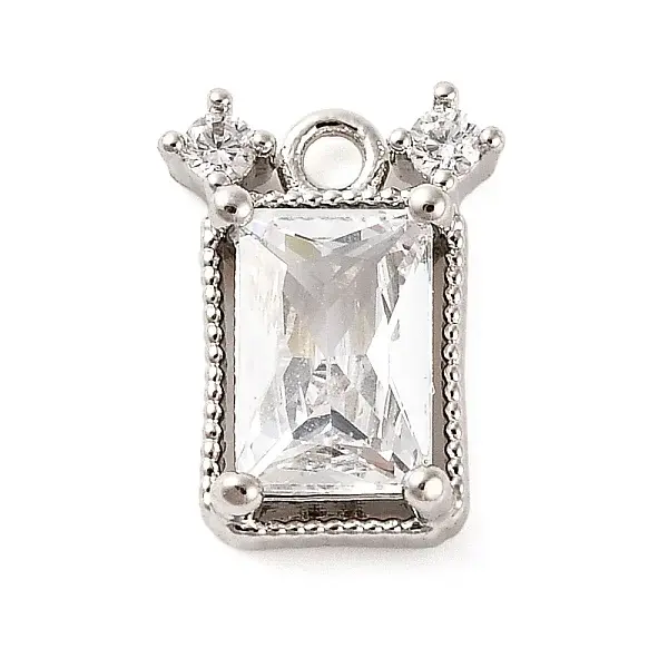 Brass Pave Clear Cubic Zirconia Charms