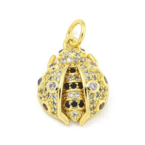 Ladybug Rack Plating Brass Micro Pave Cubic Zirconia Pendants