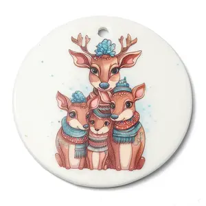 Christmas Handmade Printed Porcelain Big Pendants