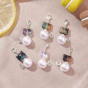 Cat Imitated Pearl Acrylic & Glass Beads Pendant Decorations