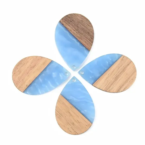 Opaque Resin & Walnut Wood Pendants