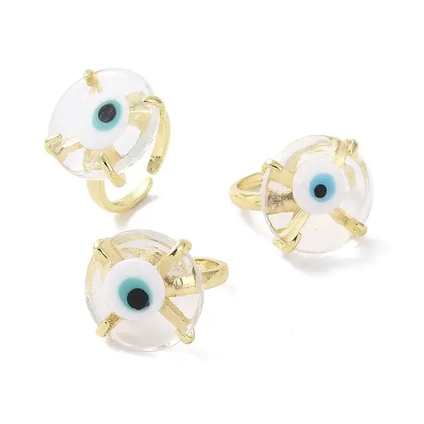 Lampwork Evil Eye Open Cuff Ring
