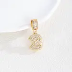 Brass Clear Cubic Zirconia European Dangle Charms
