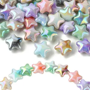 70Pcs UV Plating Rainbow Iridescent Acrylic Beads