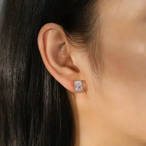 925 Sterling Silver Micro Pave Clear Cubic Zirconia Stud Earrings