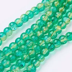 Spray Painted Crackle Glass Beads Strands