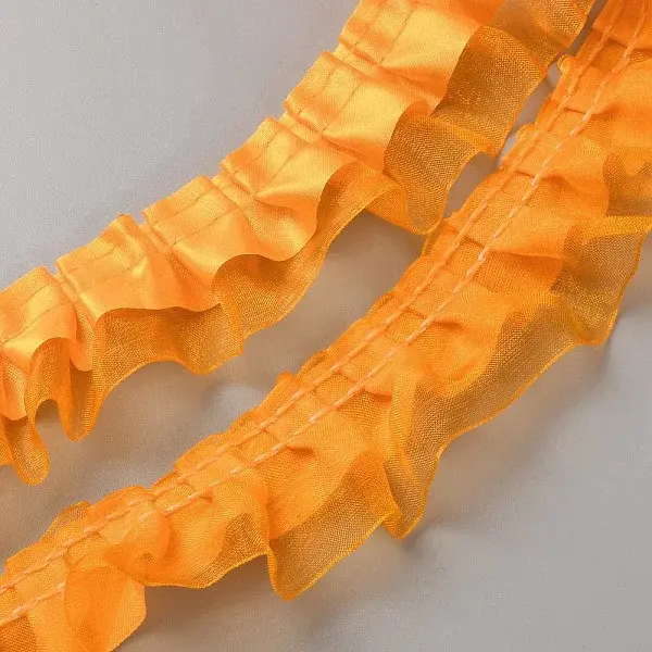 2-Layer Polyester Pleated Lace Trim Ribbon