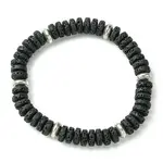 Dyed Natural Lava Rock Flat Round Beaded Stretch Bracelets for Women