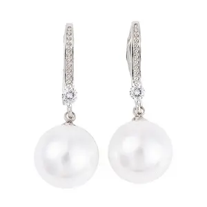 Rack Plating Brass Cubic Zirconia ABS Pearl Earring Hooks