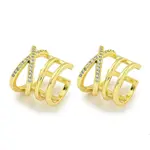 Brass Micro Pave Clear Cubic Zirconia Cuff Earrings