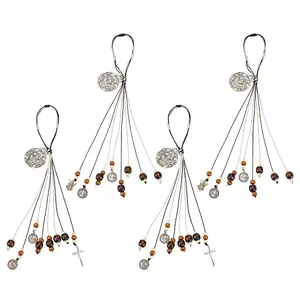 4Pcs 2 Styles Polyester & Alloy & Wood Medal Pendant Decorations