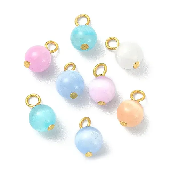 Natural Selenite Dyed Round Charms